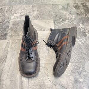 Bed Stu Bishop Boots Brown Leather Striped Lace Up Mens 12